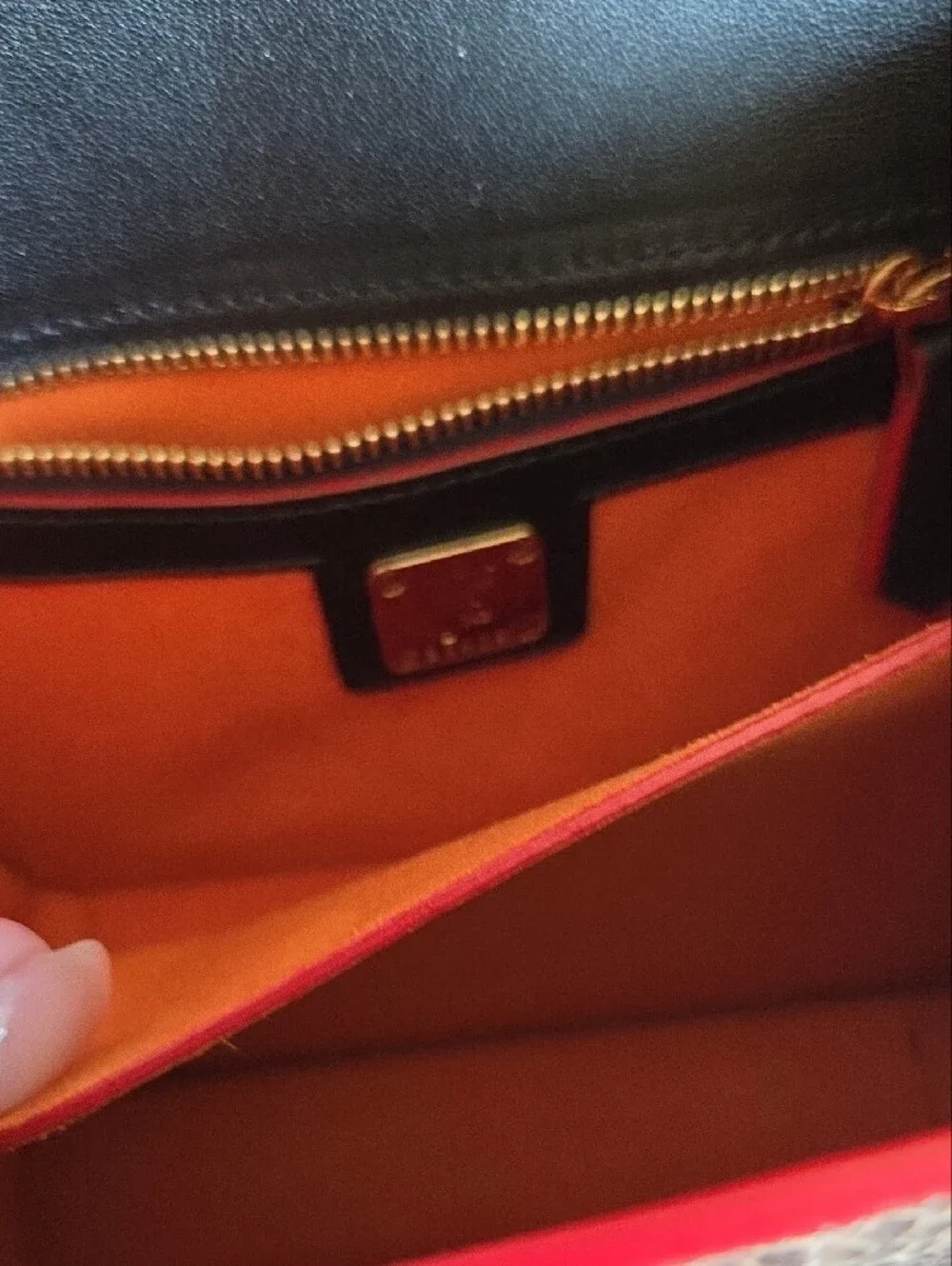 MCM Cream Python-Print Leather Crossbody with Gold Hardware & Dustbag